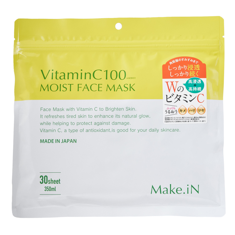 Make.iN VitaminC100 Moist Face Mask. Увлажняющая маска для лица на основе витамина С100 Мейк.иН, 30 шт. (350 мл)