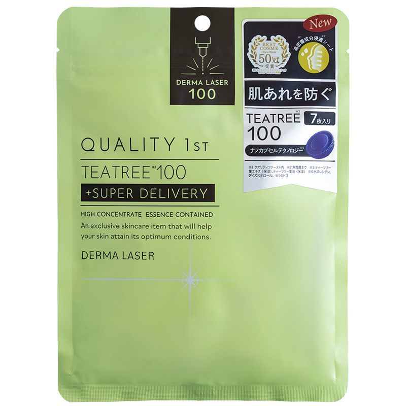 Quality 1st Derma Laser Super TeaTree 100. Маска дерма лазер супер с маслом чайного дерева TeaTree 100 Кволити Фест, 7 шт.