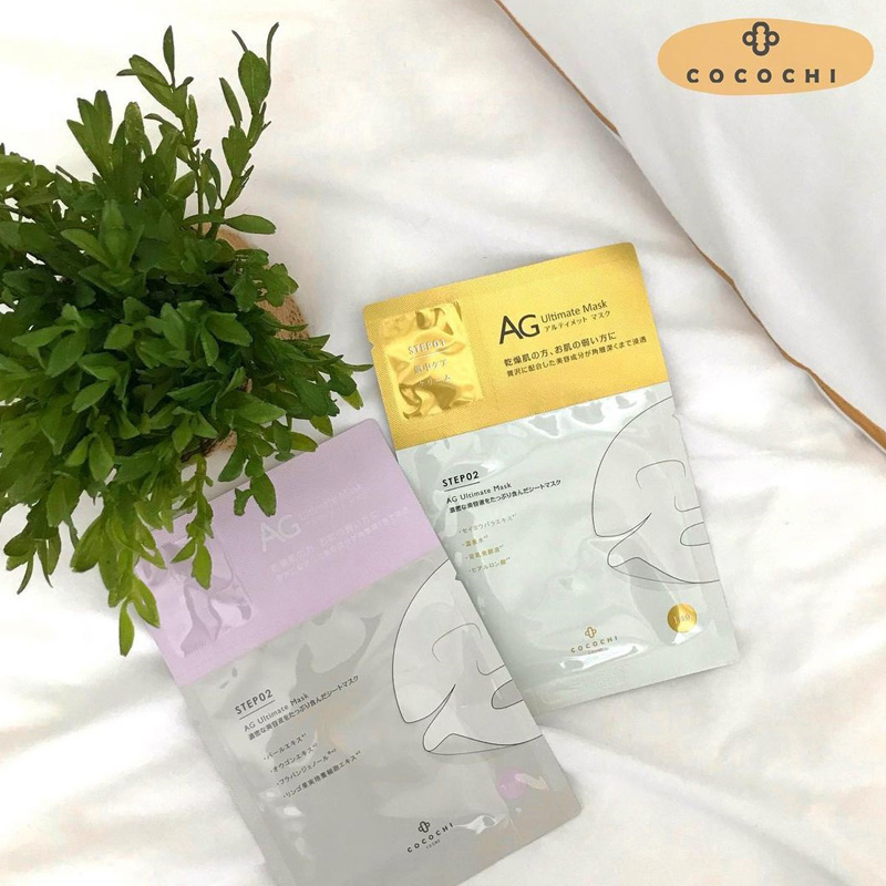 Cocochi AG Ultimate Mask Akoya White Pearl. Тканевая маска, выравнивающая цвет кожи лица, на основе жемчуга Акоя Кокочи, 5 шт.