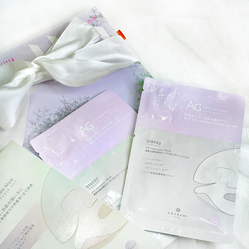 Cocochi AG Ultimate Mask Akoya White Pearl. Тканевая маска, выравнивающая цвет кожи лица, на основе жемчуга Акоя Кокочи, 5 шт.
