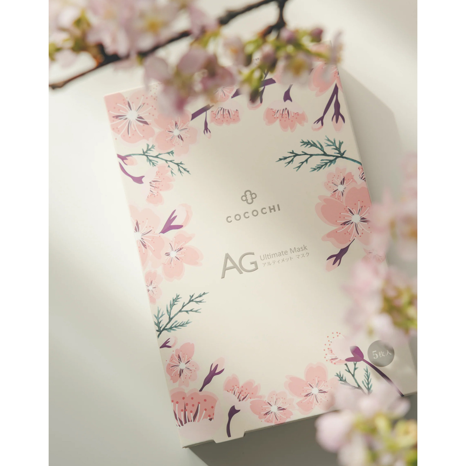 Cocochi AG Ultimate Facial Essence Mask Sakura. Увлажняющая тканевая маска для кожи лица Сакура Кокочи, 5 шт.