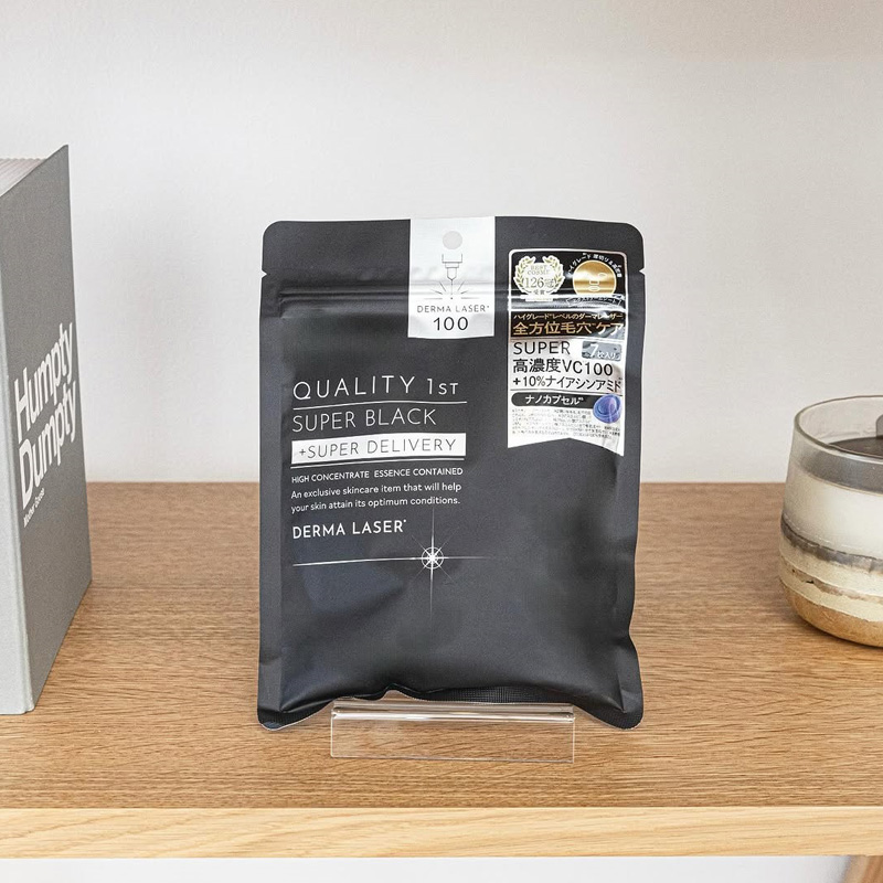 Quality 1st Derma Laser Super Black. Маска дерма лазер для сужения пор и борьбы с комедонами суперблэк на основе четырех видов витамина С, 7 шт.