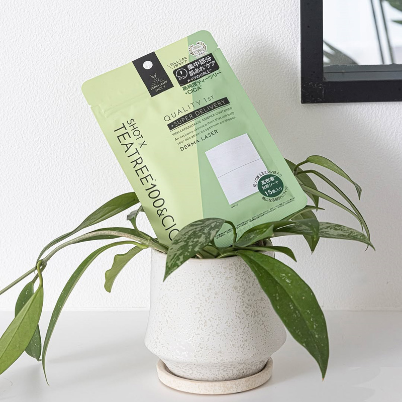 Quality 1st Derma Laser Shot X Super Teatree100 + CICA. Маска на основе центеллы азиатской и масла чайного дерева 100 для проблемной и чувствительной кожи лица Кволити Фест дерма лазер, 15 шт.
