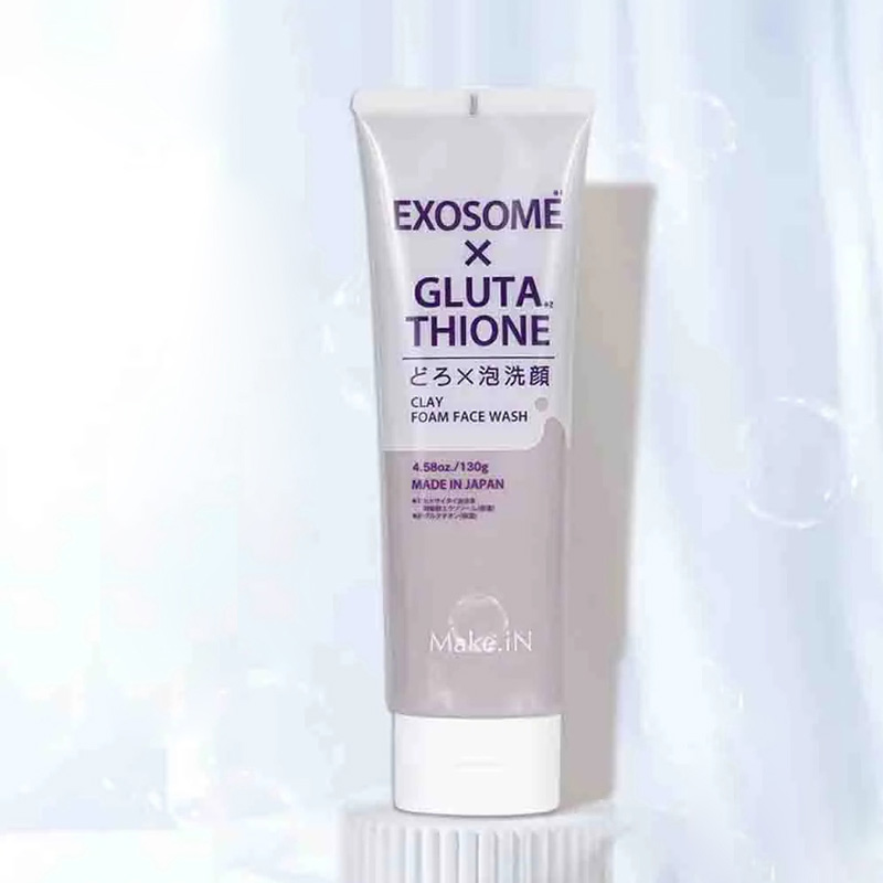Make.iN Exosome х Glutathione Clay Foam Face Wash. Пенка антивозрастная для умывания с глиной на основе экзосом и глютатиона Мейк.иН, 130 г