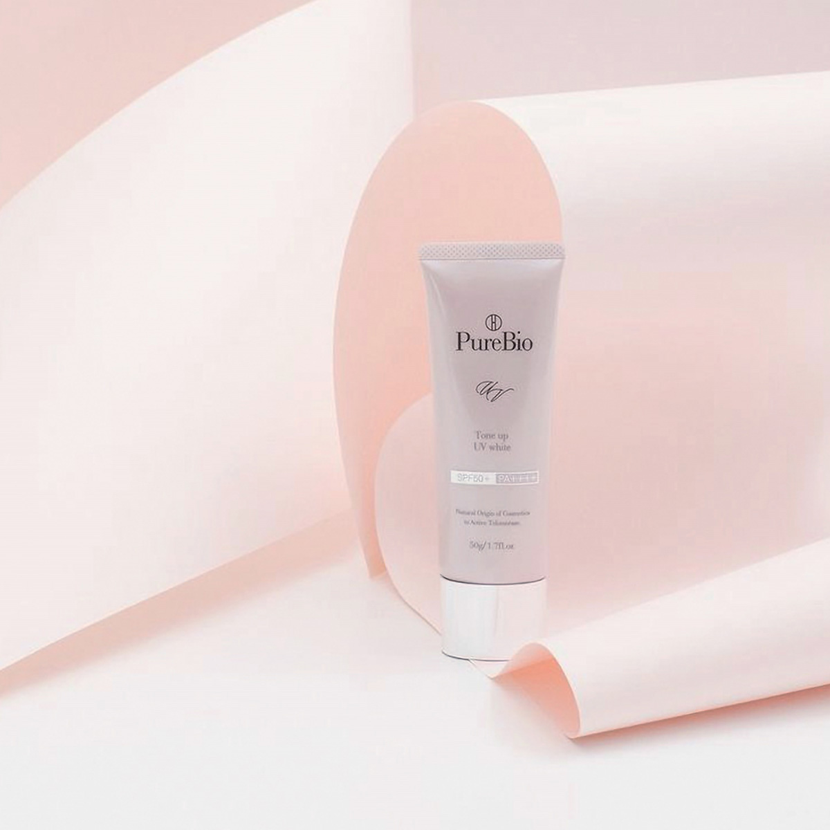 Pure Bio Tone Up UV White. Солнцезащитный крем, выравнивающий цвет кожи лица, SPF 50 PA++++ с эффектом сияния Pure Bio, 50 г