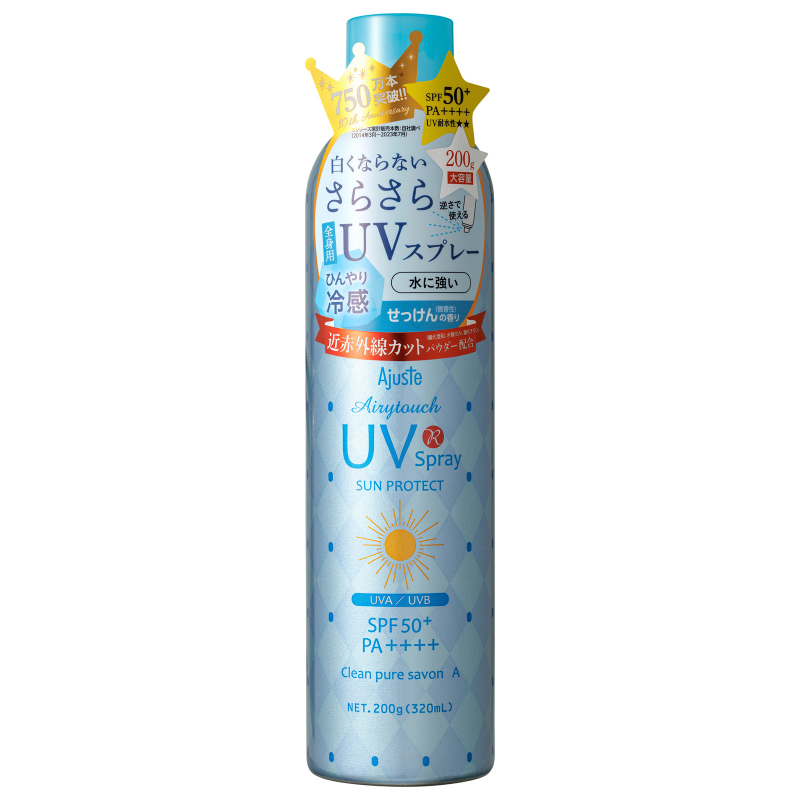Ajuste Airytouch UV Spray Sun Protect Clean Savon A SPF 50+ PA++++. Солнцезащитный спрей Аджаст Эйритач, 200 г (320 м