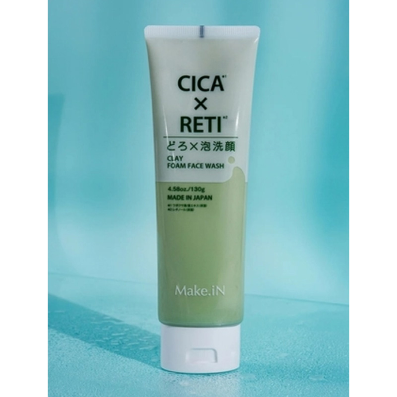 Make.iN CICA х RETI Clay Foam Face Wash. Пенка для умывания с глиной на основе центелы азиатской и ретинола Мейк.иН, 130 г
