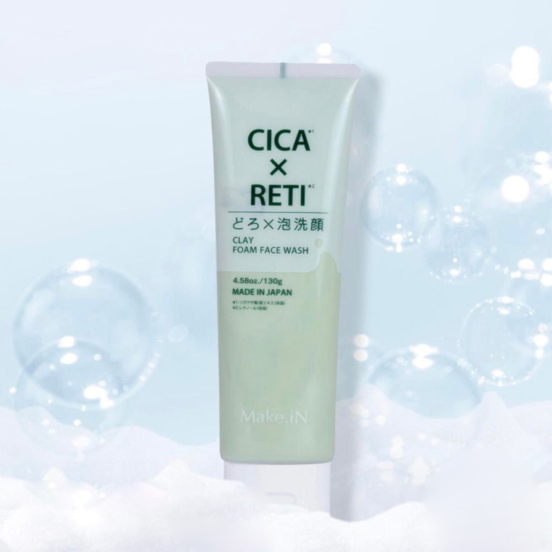 Make.iN CICA х RETI Clay Foam Face Wash. Пенка для умывания с глиной на основе центелы азиатской и ретинола Мейк.иН, 130 г